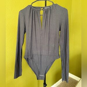Topshop Charcoal Ribbed Bodysuit size US 6 Small